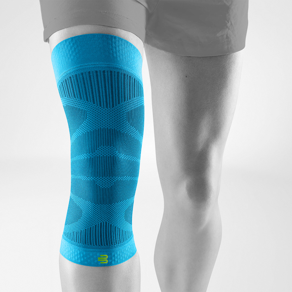 Knee Sleeve rivera Vorderansicht Frontansicht der Knee Sleeve an einem stilisierten grauen Bein