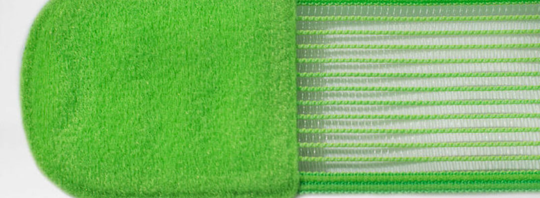 Sprunggelenkbandage Detailaufnahme Tapinggurt Detailansicht des zur Sprunggelenkbandage gehörenden grünen Taping-Gurtes