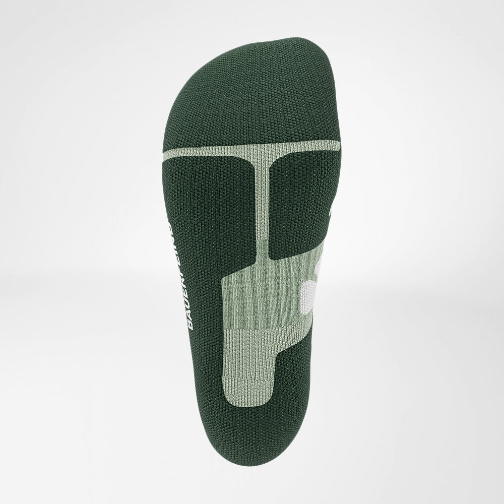 Merino-Wandersocken hellgrün Detail Relief Sole Ansicht der Merino-Wandersocken von unten in hellgrün