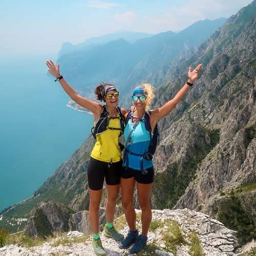 Bild der beiden "You Are an Adventure Story"-Frauen auf einem Berggipfel