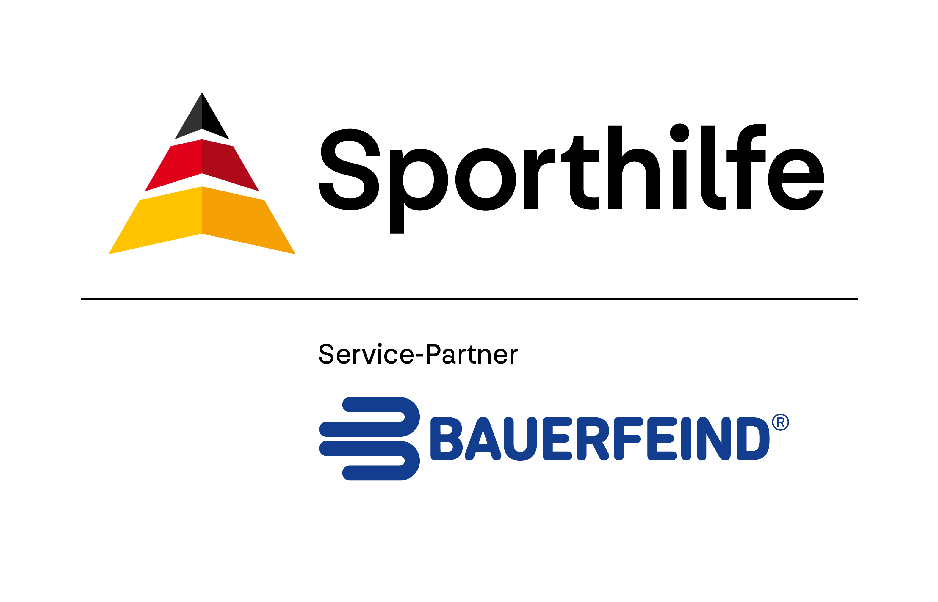 Vertikales Logo der Sportpartnerschaft zwischen Bauerfeind und der Deutschen Sporthilfe