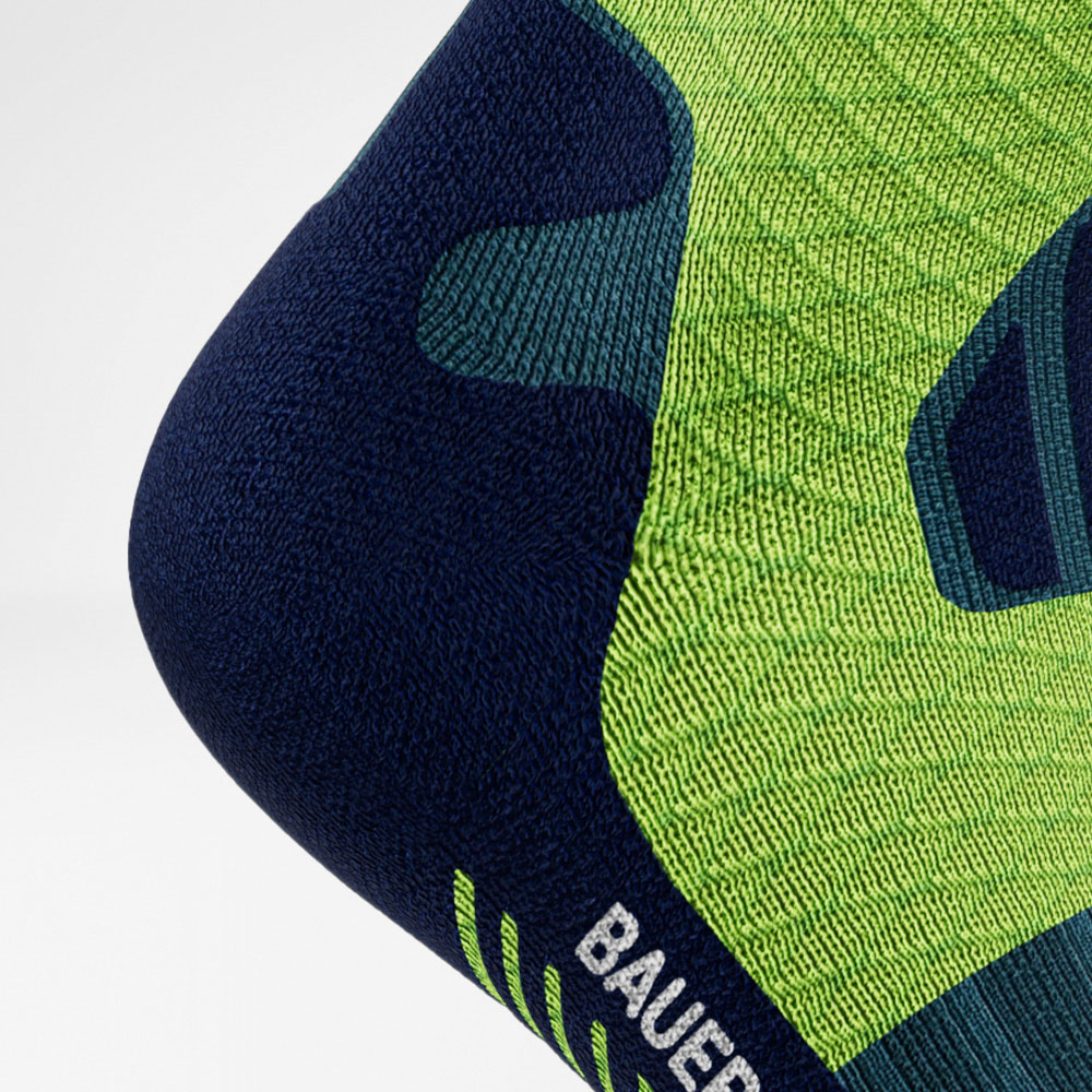 Trailrun-Laufsocken blau-grün Detail Heel Protection Detailansicht Ferse der blau-grünen Trailrun - Laufsocken
