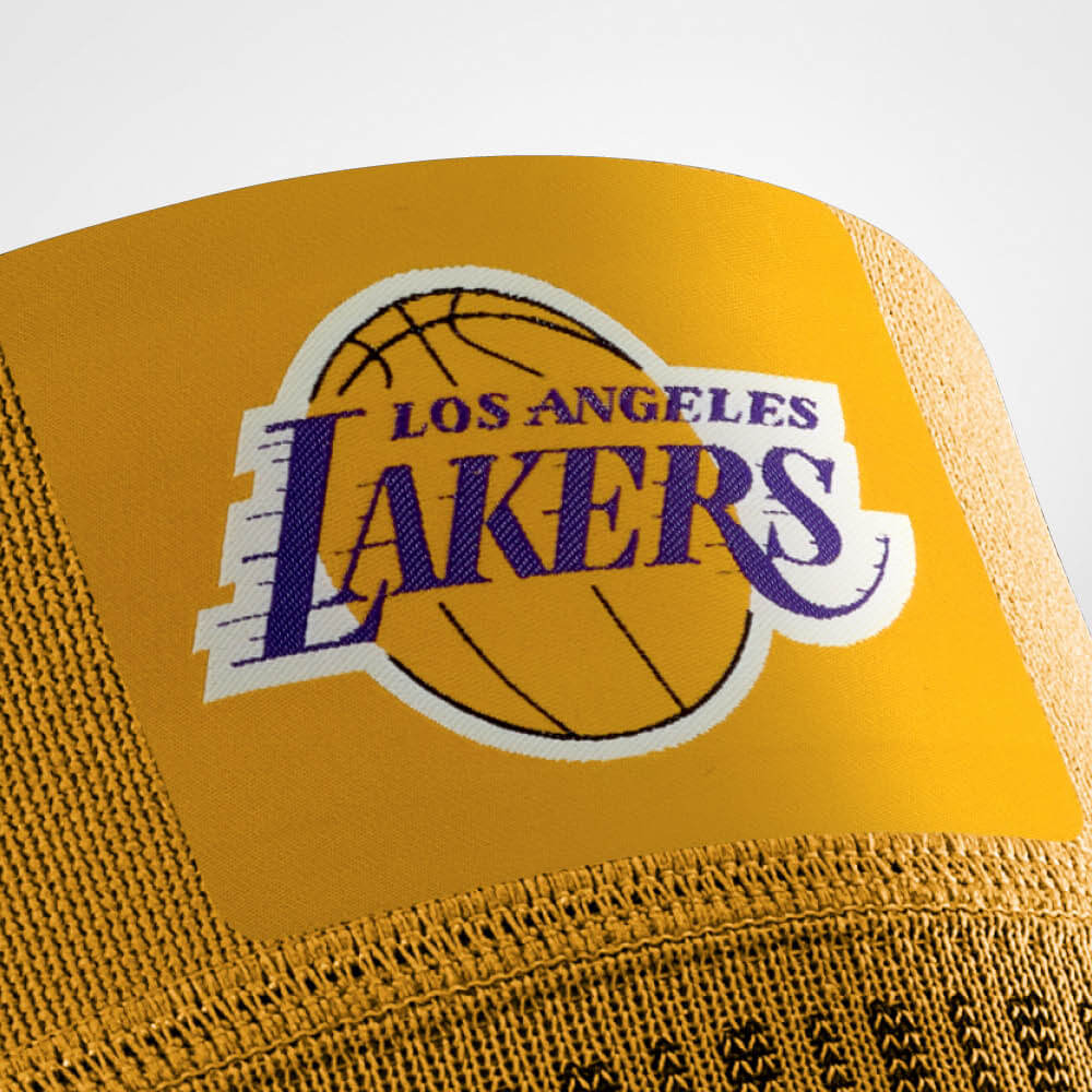 Knee Sleeve NBA Lakers Detail Logo Fokus LA Lakers Logo auf dem Knee Sleeve NBA