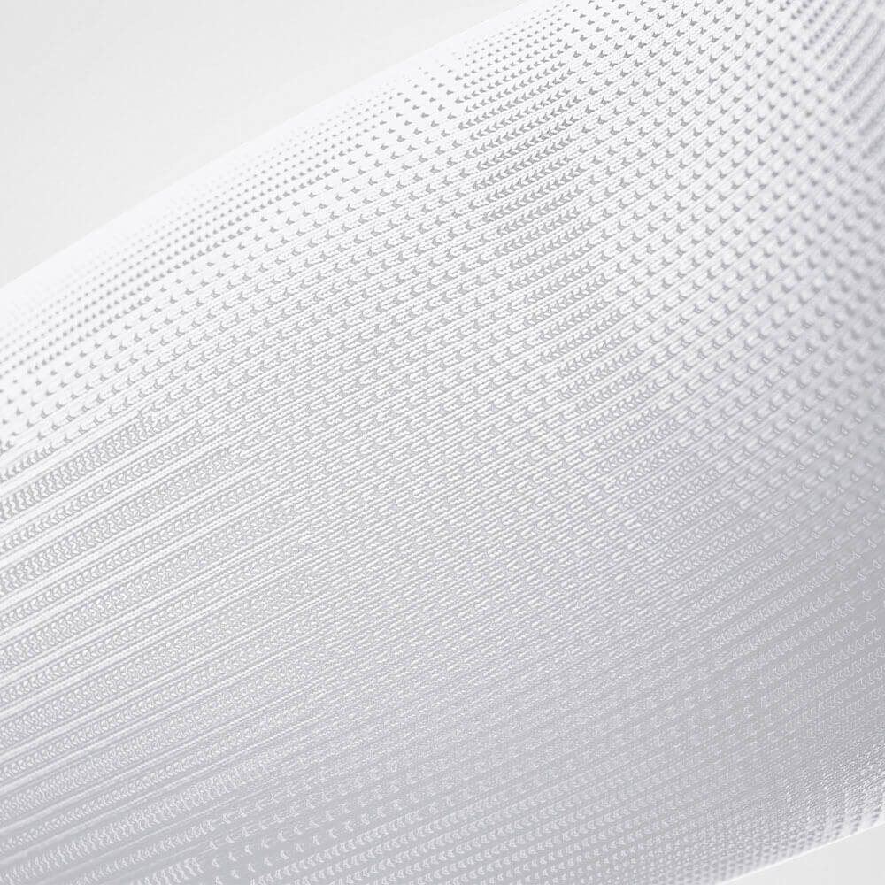 Ellenbogensleeve weiß Detailansicht Detailansicht Gestrickverlaufe des weißen Sportsleeves für den Ellenbogen