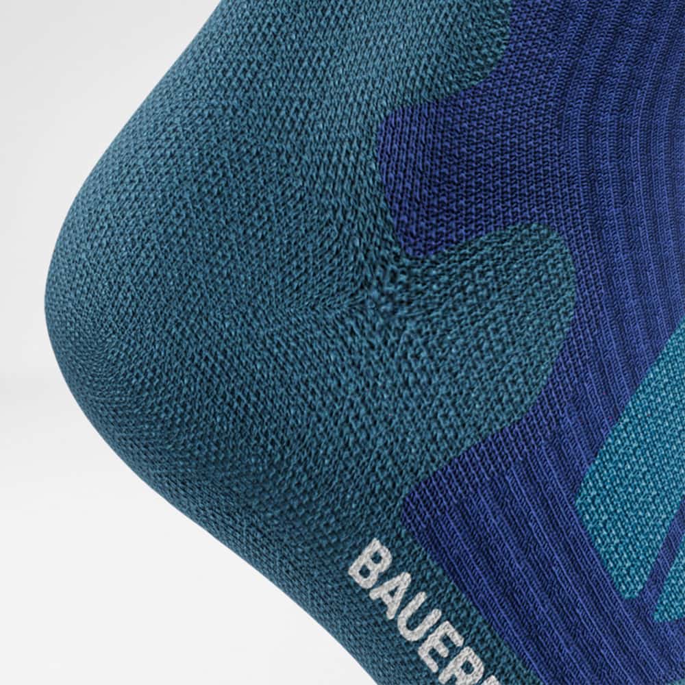 Merino-Wandersocken dunkelblau Detail Heel Protection Detailansicht der Ferse der Merino-Wandersocken in dunkelblau