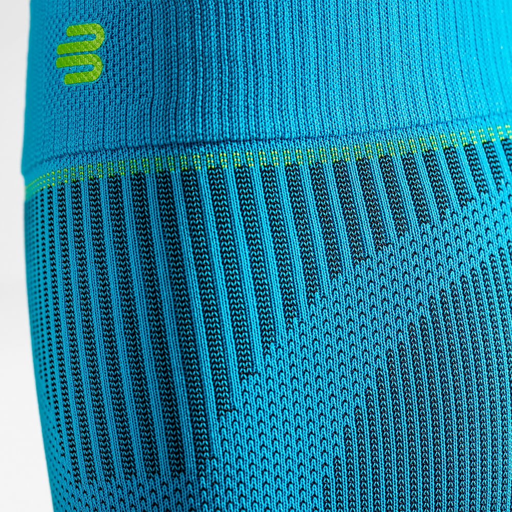 Waden Sleeves Detail Gestrick Detailansicht der Unterschenkelsleeves mit Fokus auf den Gestrickverlauf am oberen Ende