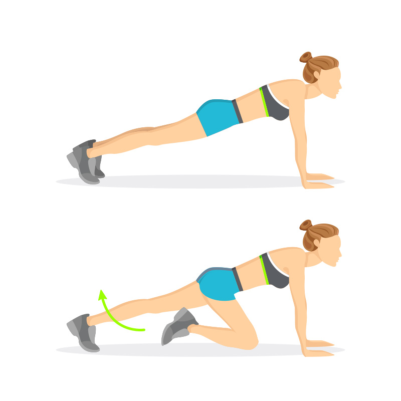 Ganzkörper Tabata Übung: Der Bergsteiger Bildanleitung für den Bergsteiger als Zeichnung