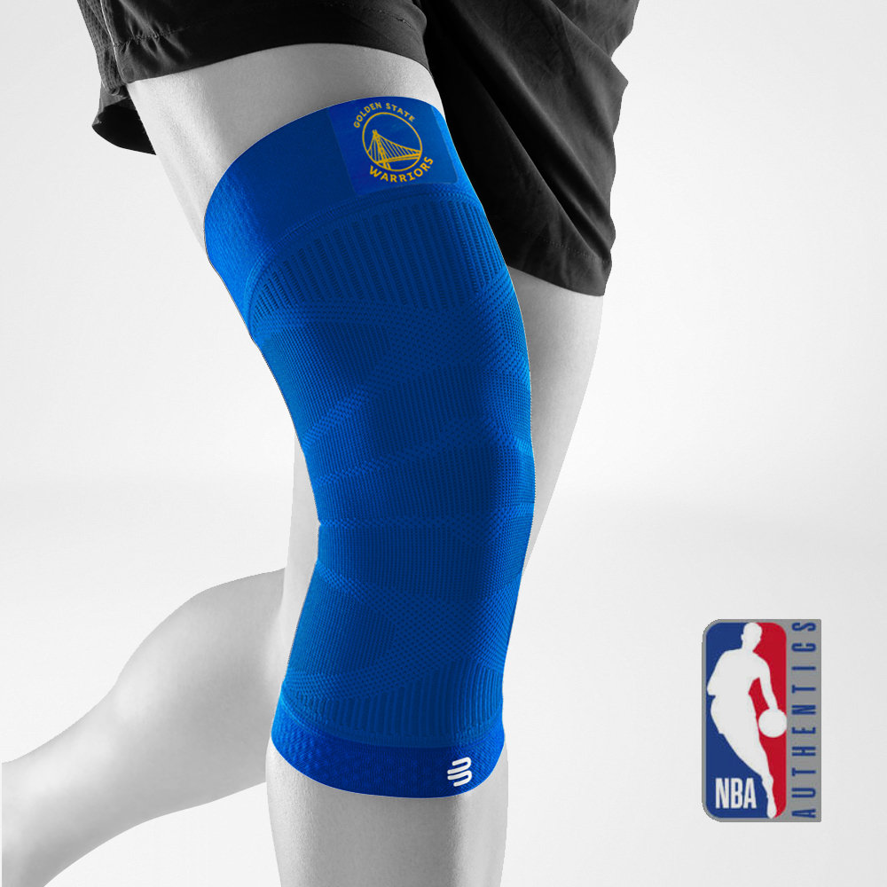 Komplettansicht Knee Sleeve NBA Golden State Warriors am stilisierten grauen Körper
