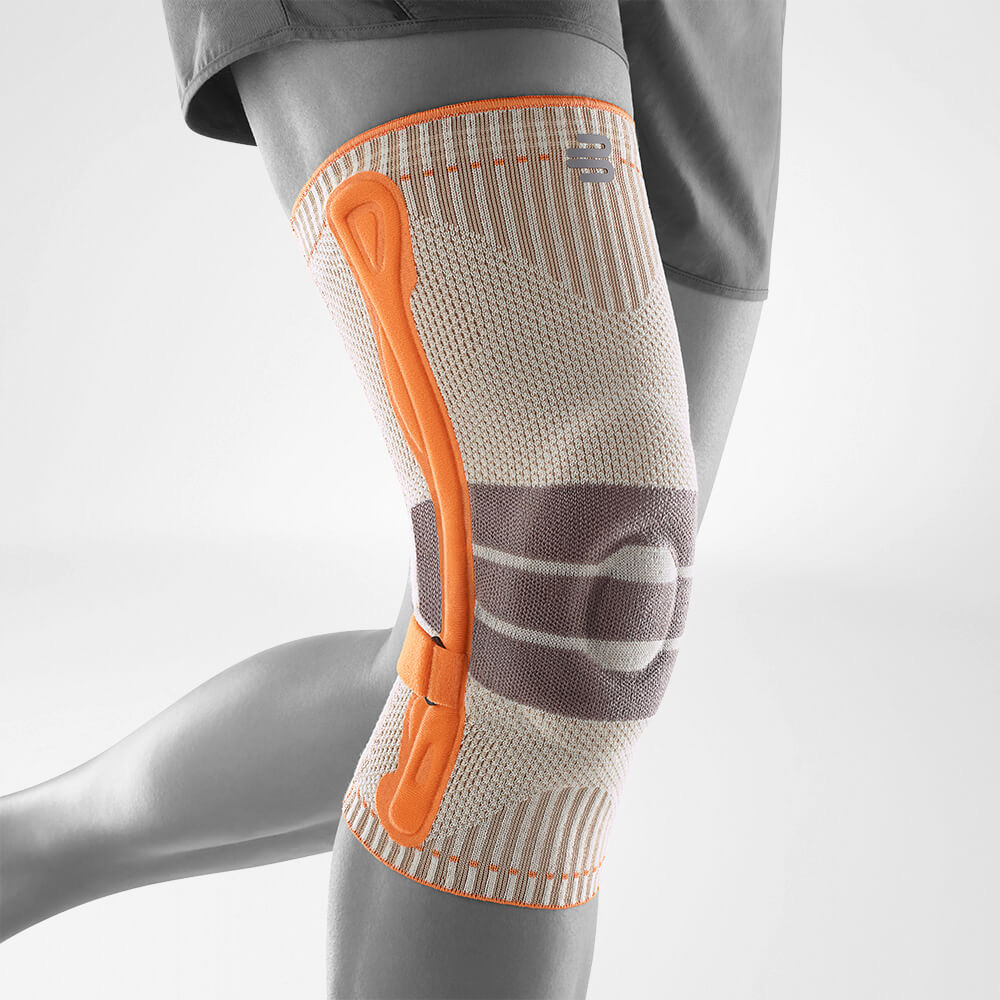Kniebandage für Wander Sport Kniebandage für Outdoor Sport wie Wandern auf weißem Hintergrund