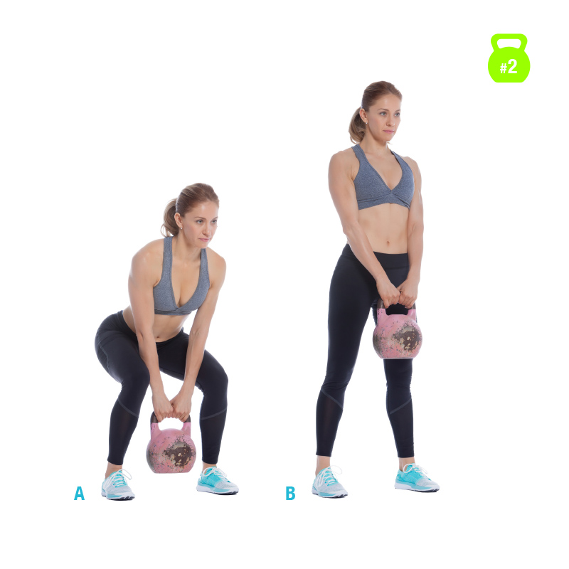 Kreuzheben mit der Kettlebell Frau beim Kreuzheben mit der Kettlebell